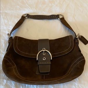 Coach brown suede bag